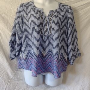 Kim Rogers Chevron Patterned Pullover Women's Top